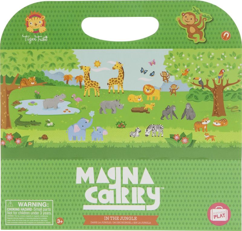 voorkant verpakking met diverse dieren in een weiland met bomen en water