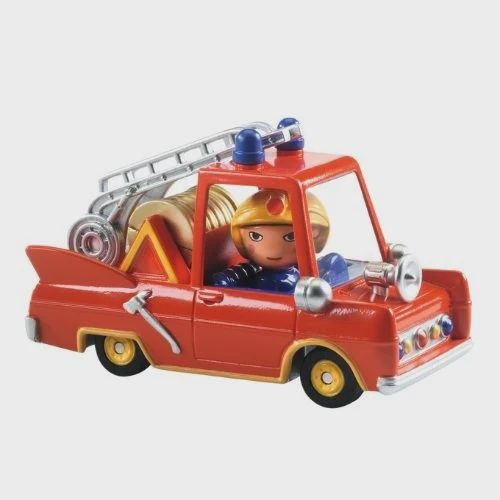 Prachtige old school brandweer auto met personage