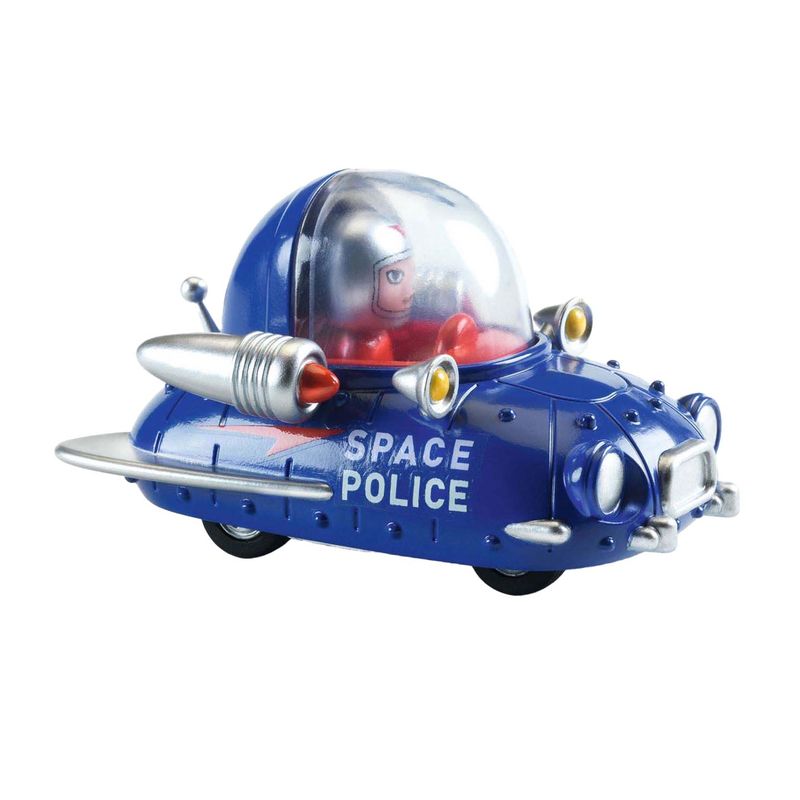 Afbeelding van de space police auto van crazy motors blauw gekleurd
