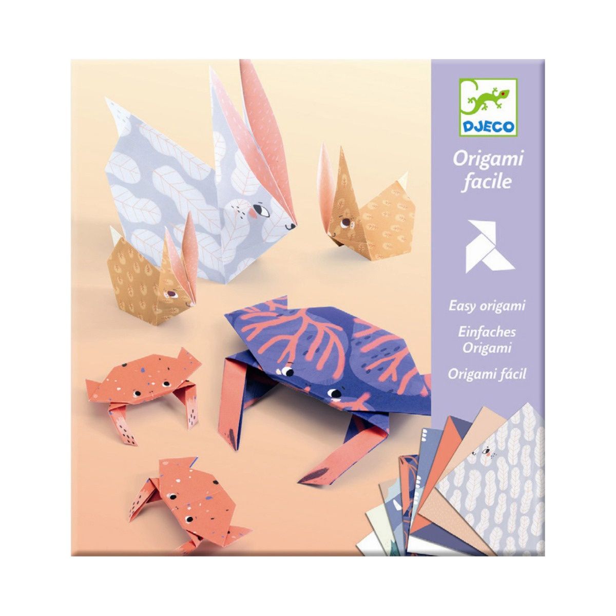 Djeco Origami Dierenfamilies knutselen verpakking met daarop familie crap en konijn