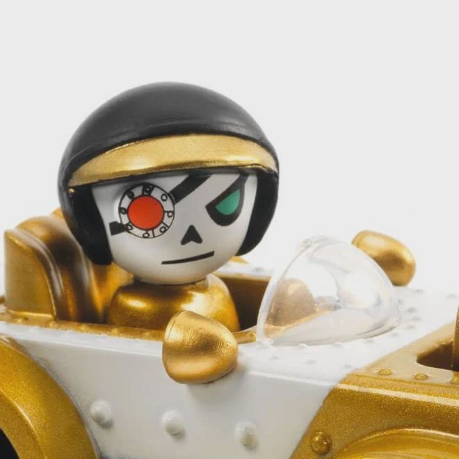 Djeco Crazy Motors Motor Skull speelgoedauto personage van dichtbij