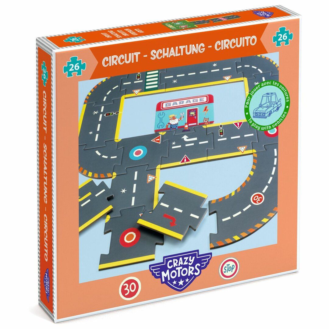 Djeco Puzzel Circuit 26 stukjes puzzel voor crazy motors collectie