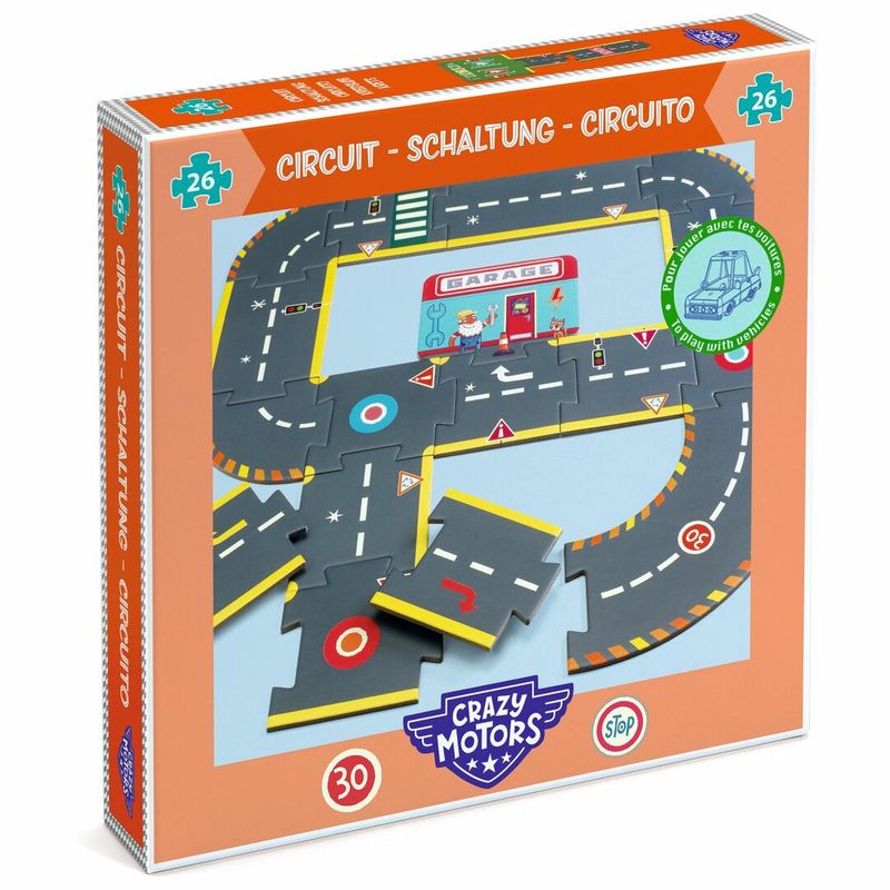 Djeco Puzzel Circuit 26 stukjes puzzel voor crazy motors collectie