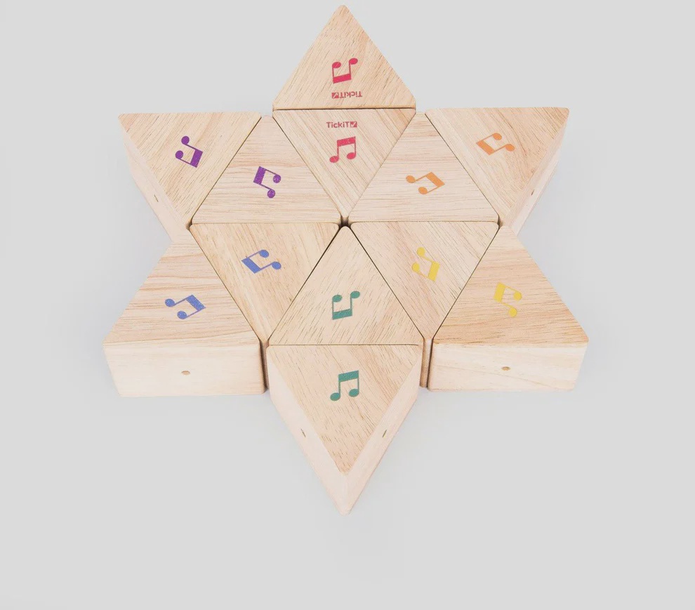 TickiT Houten Geluidsprisma Set 12 stuks - sensorisch speelgoed