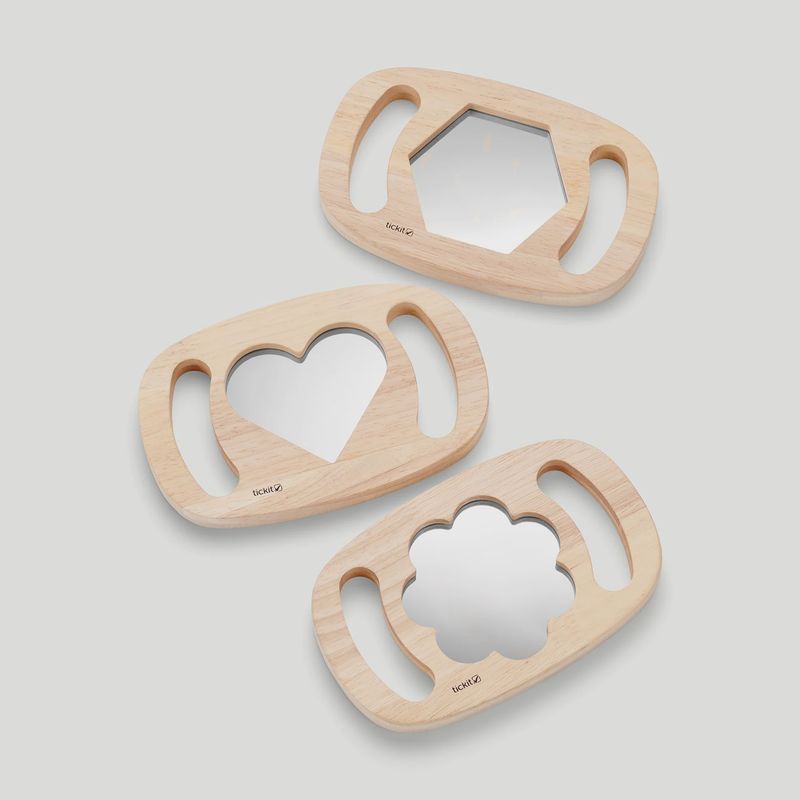 TickiT houten spiegel in 3 vormen sensorisch speelgoed.