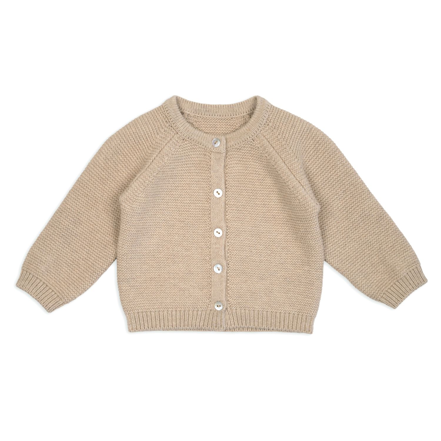 Lodger Babyvestje Merino Wol Beige newborn voorkant.