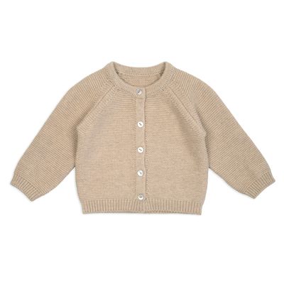 Lodger Babyvestje Merino Wol Beige newborn voorkant.