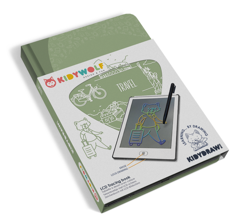 Kidywolf tekenbord Kidydraw mini – reizen en vervoer