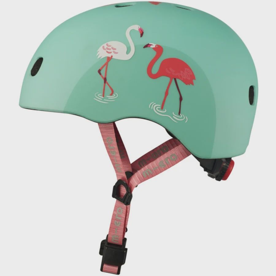 Micro PC helm Deluxe - kinderhelm - wasbare fleece voering - goede luchtcirculatie - Flamingo, Maat: Small (48-53 cm)