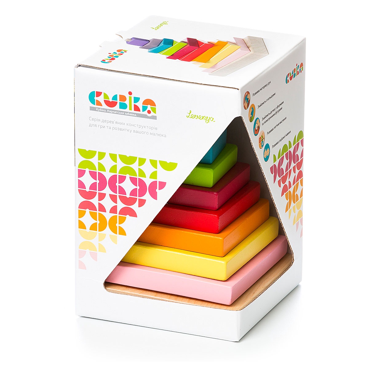 Cubika Imaginarium houten stapeltoren piramide 8 blokken 1+