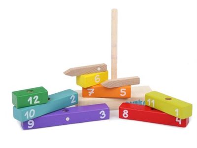 Cubika houten bouwset klok leerklok 10 onderdelen 3+