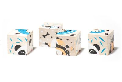 Cubika houten blokken puzzel dieren 6 puzzels 4 blokken 2+