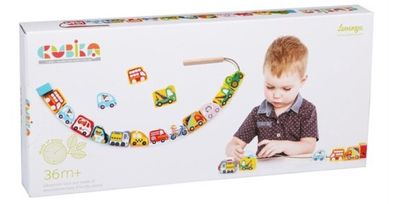 Cubika houten rijgspel voertuigen motoriek 3+