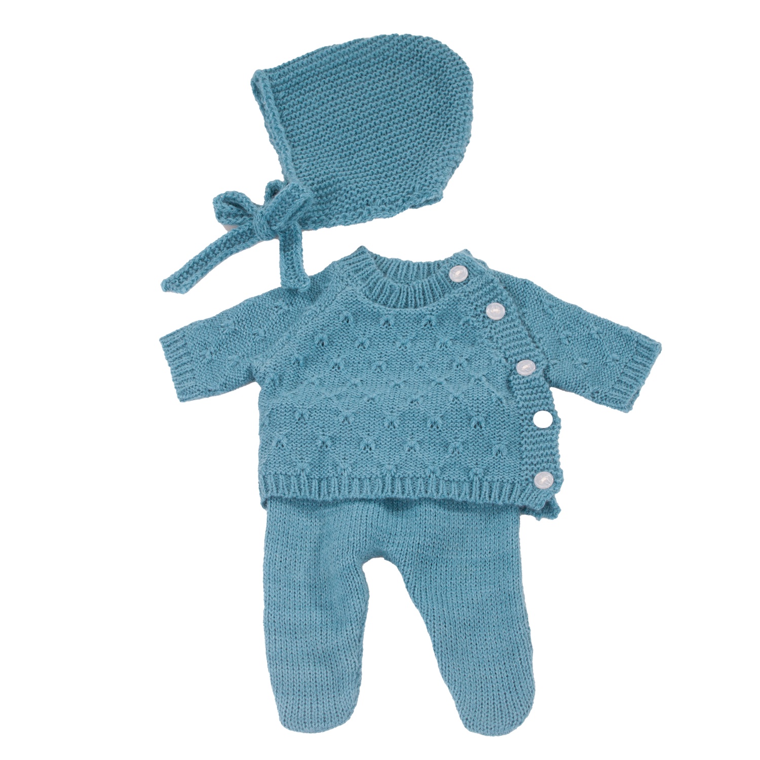 Götz babypop kleding set gebreid blauw S 30-33 cm 3-delig 3+