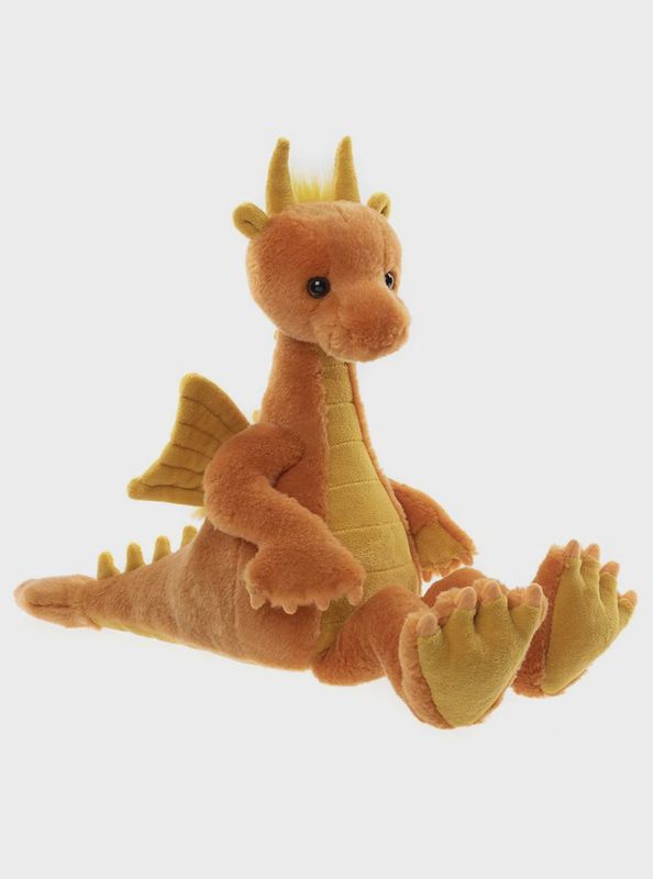 Charlie Bears knuffel Diamonds Dragon – oranje/geel (25 cm)
