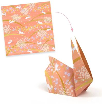 Djeco Origami Papier Haru knutselen een voorbeeld wat je kunt vouwen.