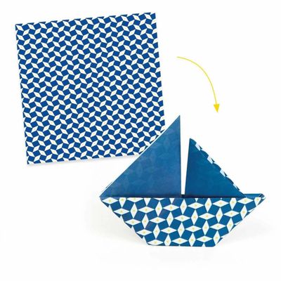 Een voorbeeld van origami van de Djeco Origami Papier Natsu knutselen.