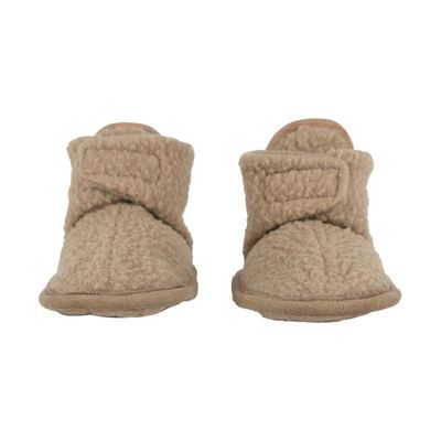 Lodger Teddy Fleece Babyslofjes Beige 3–6 mnd newborn, voorkant.

