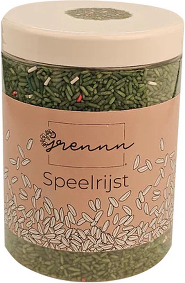 Grennn Speelrijst Santa Claus-mix 750 gram sensorisch speelgoed, in de pot.