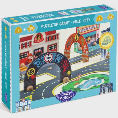 Djeco Crazy Motors Puzzl'Up Giant Stad vloerpuzzel 34 stuks