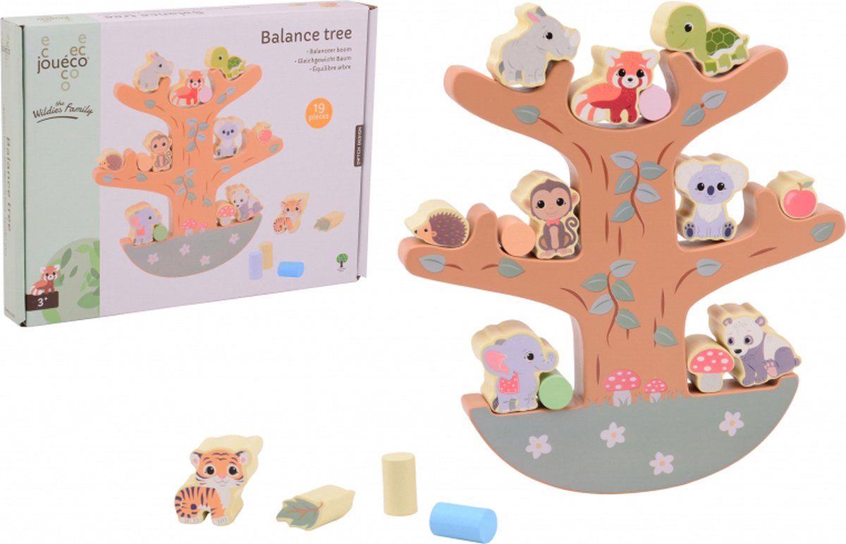 Joueco The Wildies Family Balanceer Boom houten speelgoed
