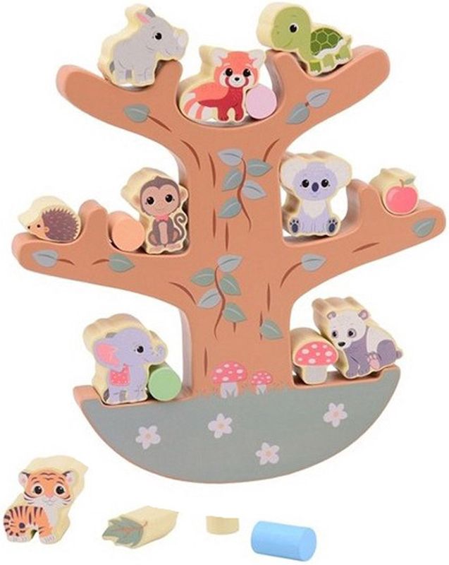 Joueco The Wildies Family Balanceer Boom houten speelgoed