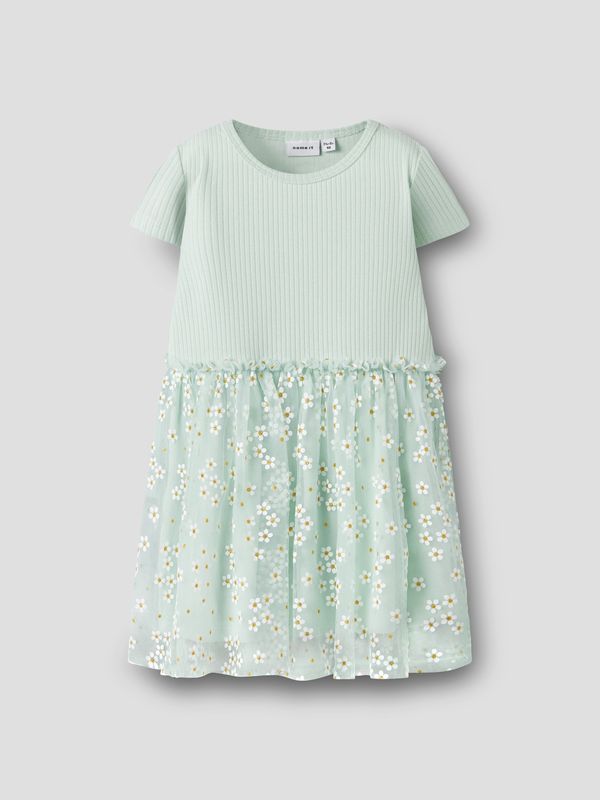 Name it Mini FLORAL SS DRESS Turquoise