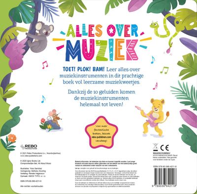 Rebo Productions Geluidenboekje Alles over muziek, achterkant boek