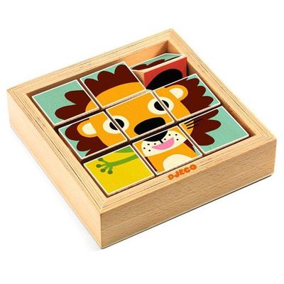 Djeco houten blokpuzzel dieren 9 blokken 2+