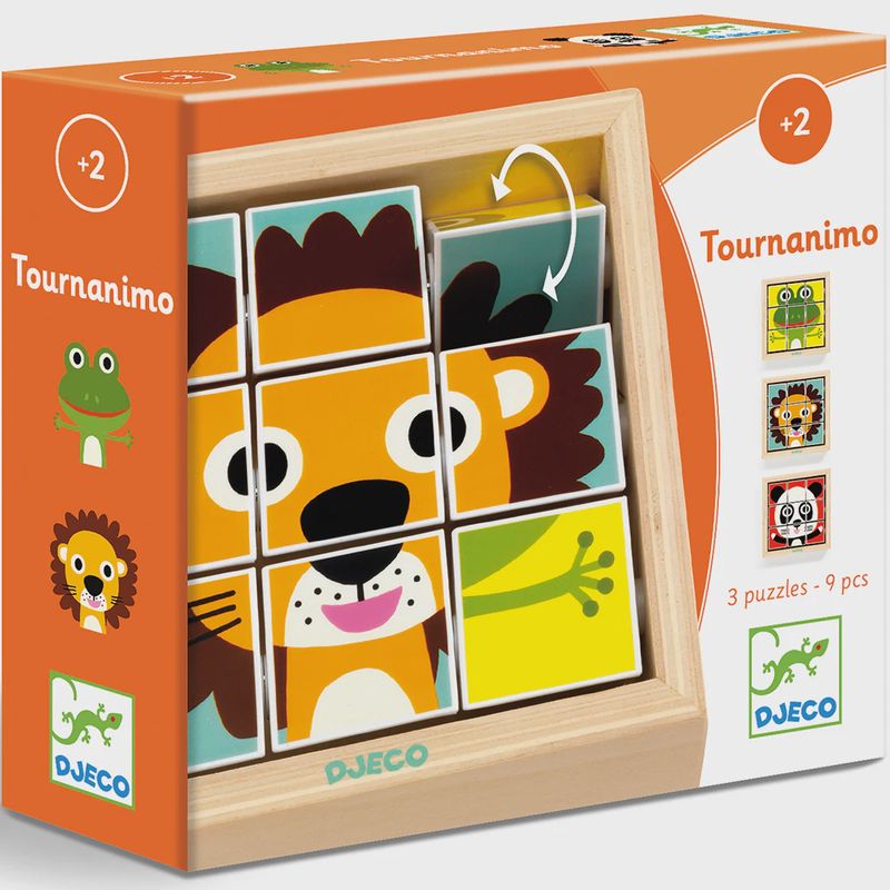 Djeco houten blokpuzzel dieren 9 blokken 2+