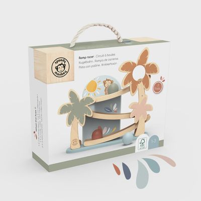 Speedy Monkey knikkerbaan strand houten speelgoed 1–3 jaar