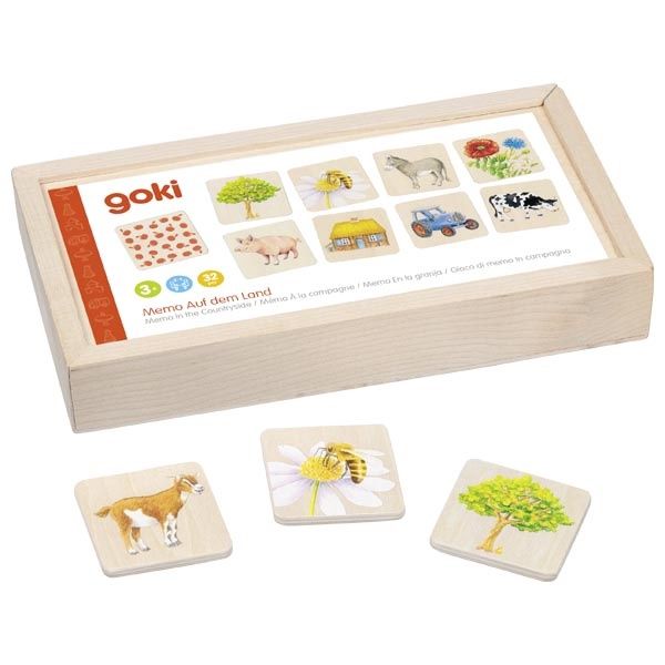 Goki houten memory spel boerderij 32 stukjes 3+