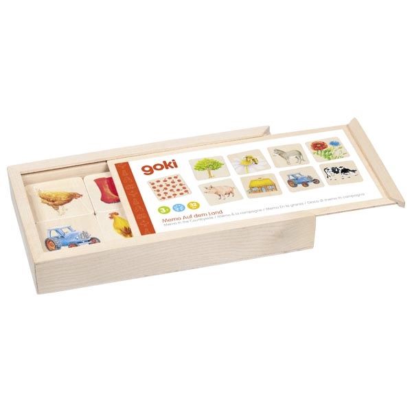 Goki houten memory spel boerderij 32 stukjes 3+