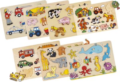 Goki houten knopjespuzzel assorti 1+
