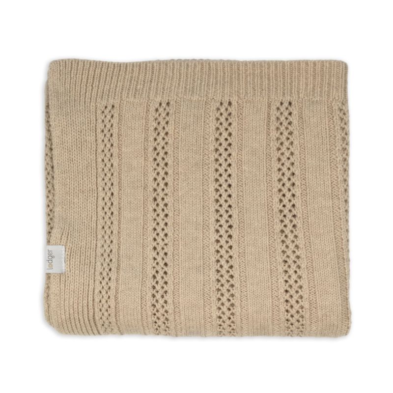 Lodger babydeken Dreamer pointelle beige katoen merinowol 70x95 cm