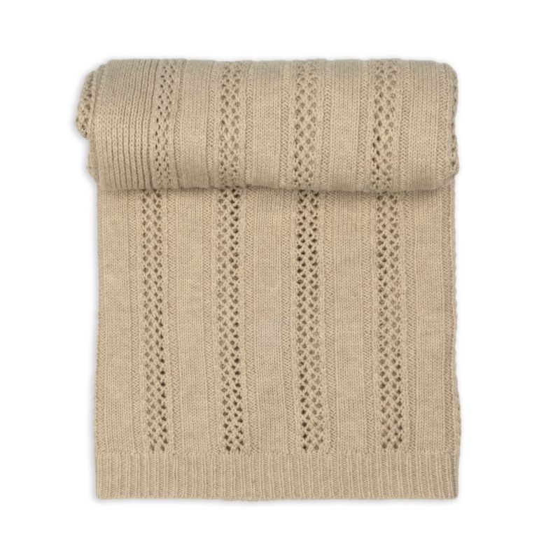 Lodger babydeken Dreamer pointelle beige katoen merinowol 70x95 cm