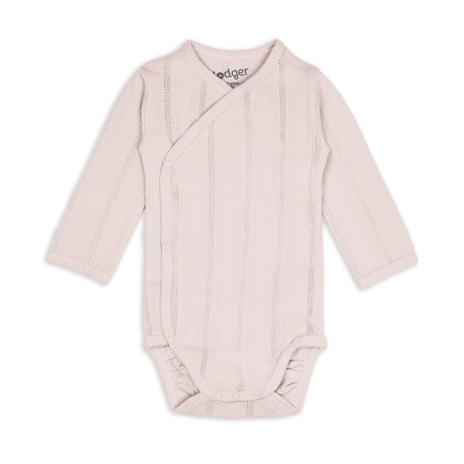 Lodger overslagromper lange mouw pointelle powder biologisch katoen 50-68