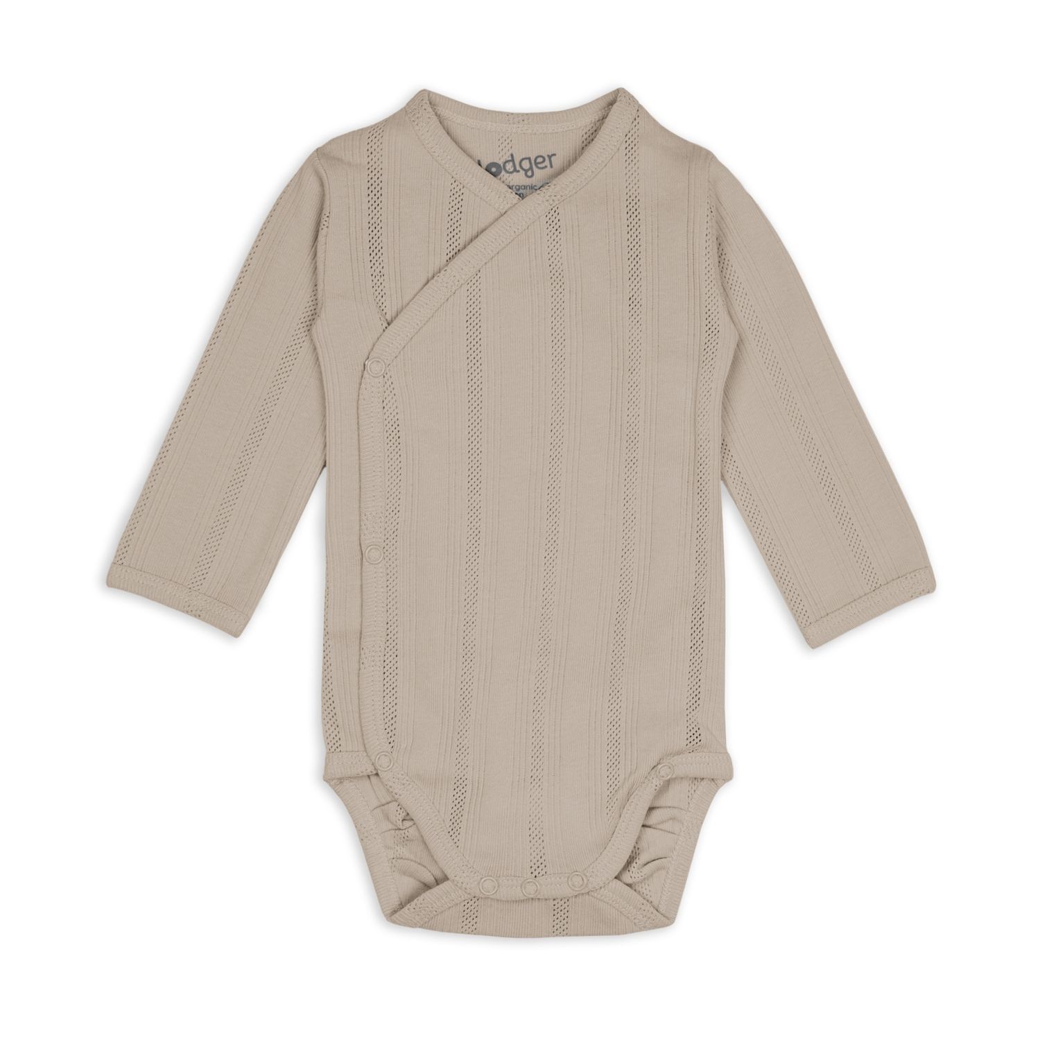 Lodger overslagromper lange mouw pointelle shell biologisch katoen 50-68