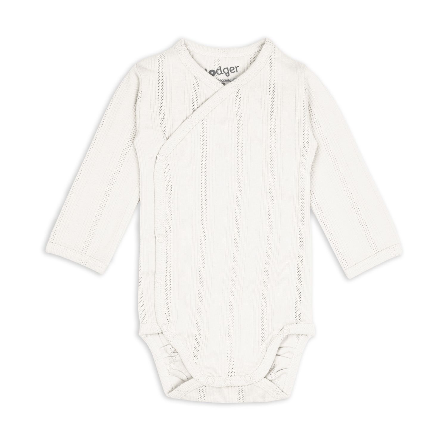 Lodger overslagromper lange mouw pointelle cream biologisch katoen 50-68