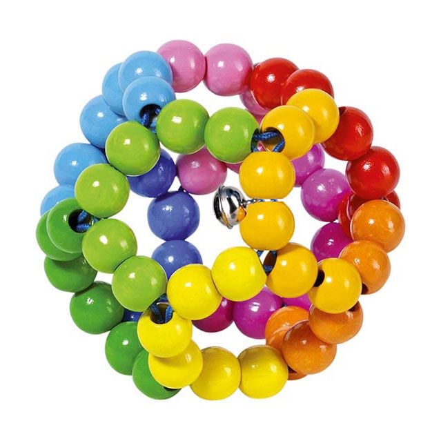 Goki baby bijtring regenboogbal hout 0+