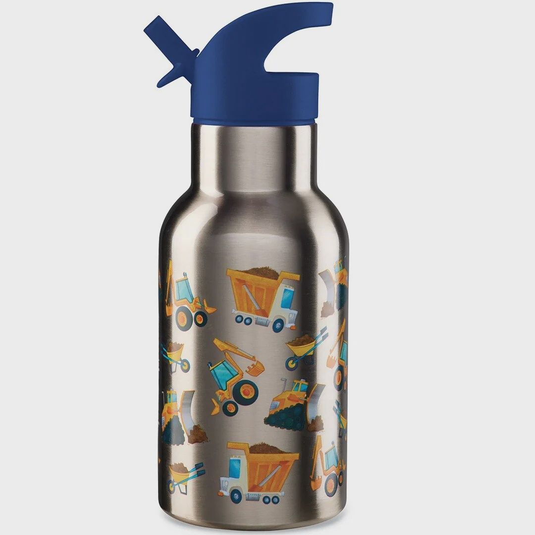 Crocodile Creek drinkbeker bouwvoertuigen RVS 400 ml