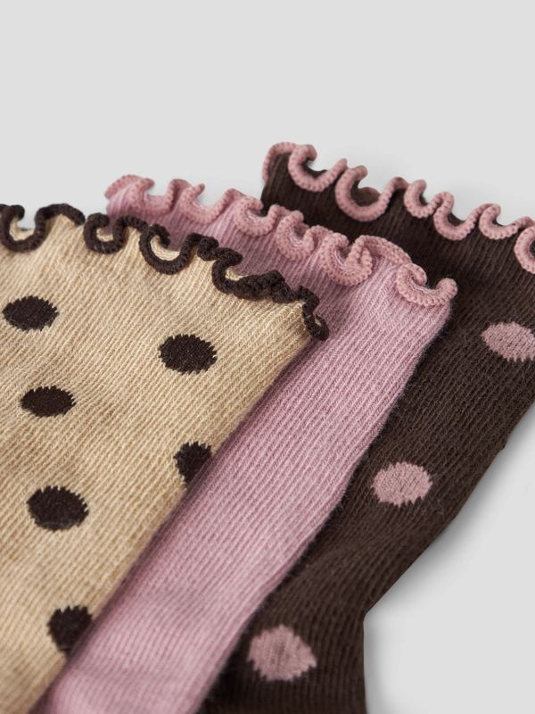 Name it Mini NINA 3P SOCK Sesame Chocolate Plum + Lilas