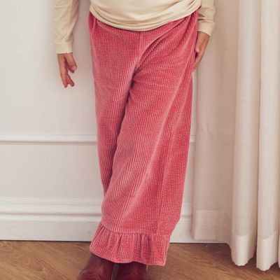 Musli Corduroy Frill Wide Leg Pants