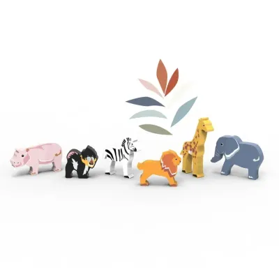 De Speedy Monkey houten dierenset Afrika