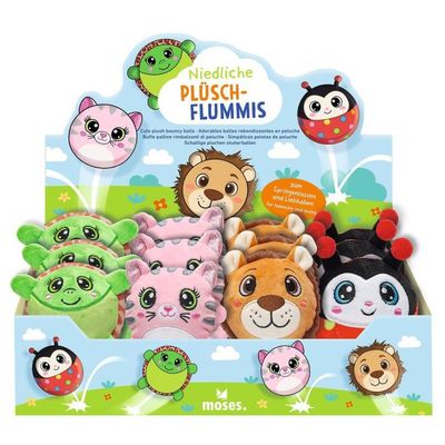Moses Pluche stuiterbal dierenvriendje 7 cm 4 assorti