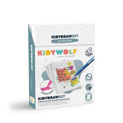 Kidywolf KIDYDRAW-PAD Kit Glitterstiften (6 stiften, 25 vellen)