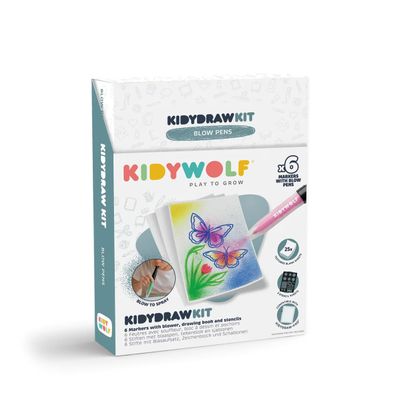 Kidywolf KIDYDRAW-PAD Kit Blaaspennen (6 pennen, 3 sjablonen, 25 vellen)