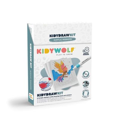 Kidywolf KIDYDRAW-PAD Kit Acrylstiften (8 stiften, 25 vellen)