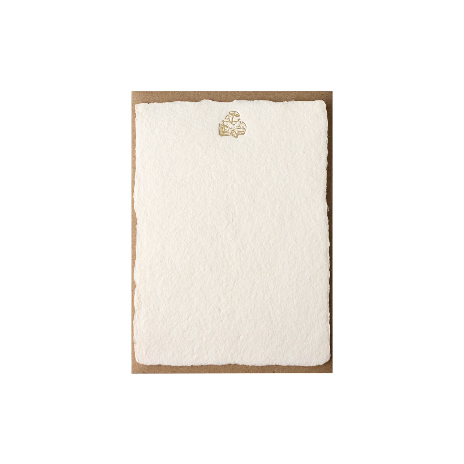 Mushroom Handmade Paper Deckled Letterpress Note, Size: Single