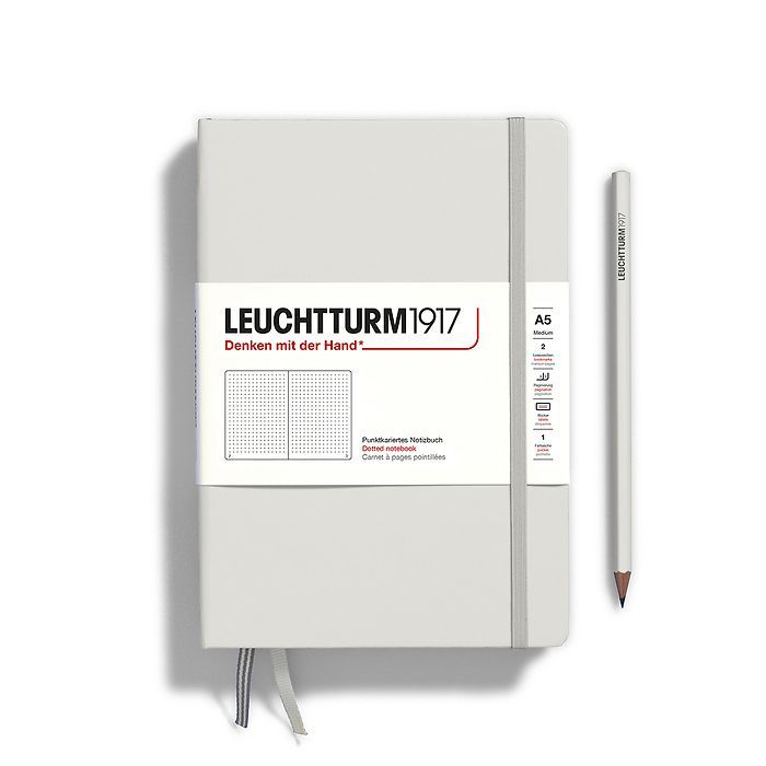 Leuchtturm1917 - A5 Medium Hardcover Notebook - Light Grey, Style: Dot